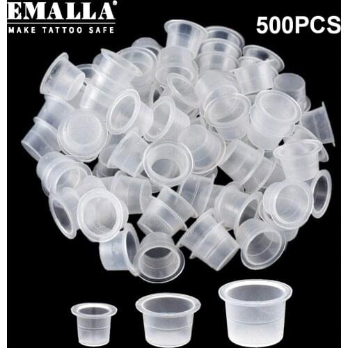 300/500/1000PCS 8mm Small Size Plastic Tattoo Ink Cups Permanent Makeup Pigment Container Caps Disposable Holder Accessories