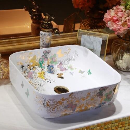 Europe style chinese wash basin Jingdezhen Art Counter Top ceramic bathroom sink ceramic hand wash sink