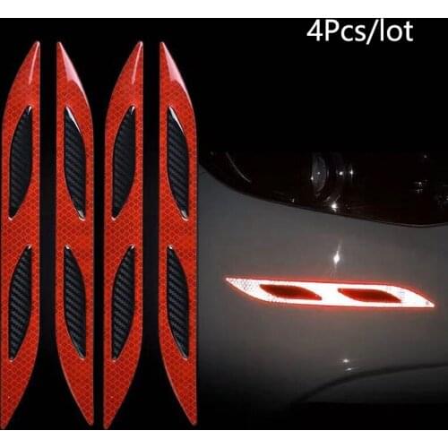 HYZHAUTO 4Pcs Auto Bumper Protector Trim Sticker Carbon Fiber Car Reflective Strips Anti-scratch Warning Tape Bar
