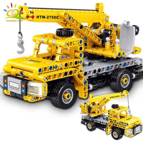 HUIQIBAO TOYS 327pcs City Crane Building Blocks For Children Technical Engineering Construction Transport Truck Bricks Kids Gift