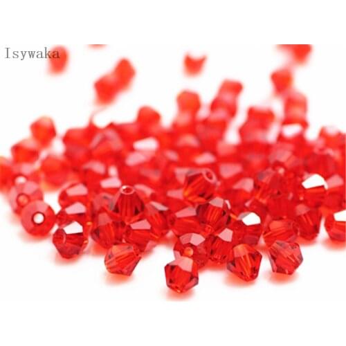 Isywaka Popular Sale Red Color 650pcs 3mm Bicone Austria Crystal Beads Glass Beads Loose Spacer Bead for DIY Jewelry Making