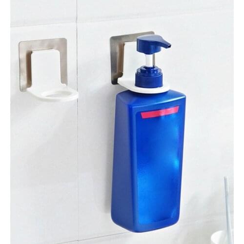 Hook Shelves Self Adhesive Wall Mounted Shower Gel Holder Dispenser Bottle Stand Liquid Sanitizer Soap Rack Hand Shampoo Ho W7J0