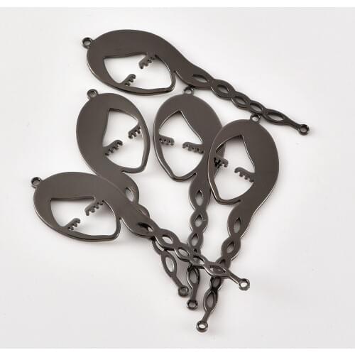 Brass single hanging personality hollow face earrings necklace pendant diy accessories material