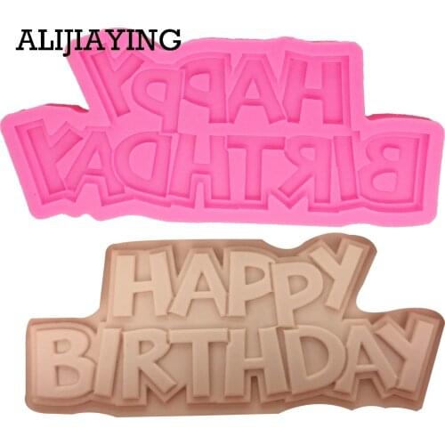 M1332 Happy birthday Sugarcraft Silicone Mold Letter form Chocolate Fondant Cake Decorating Tools dessert decorators