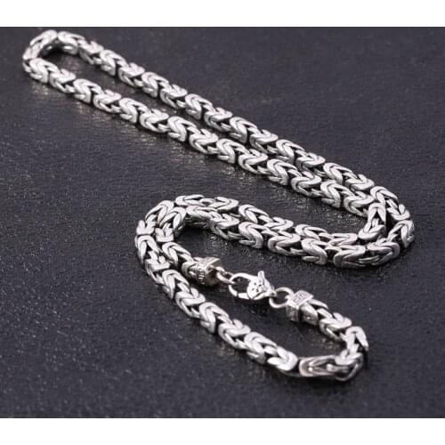 BOCAI New real S925 pure silver jewelry vintage fashion key pattern man necklace personality drop the magic pestle buckle