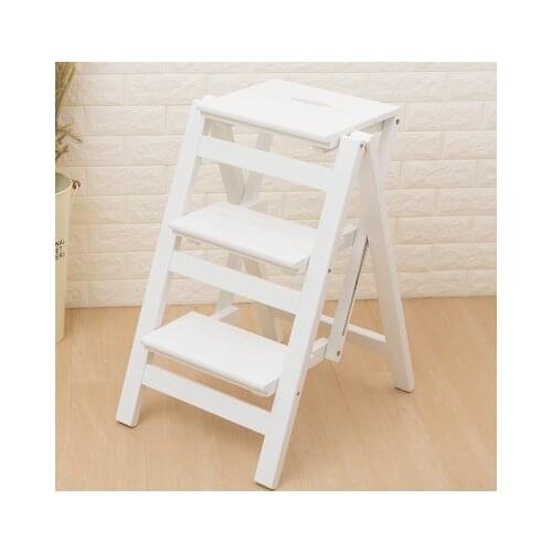 Small stool folding portable solid wood household step ladder ladder rack free installation space indoor climbing stool WY429