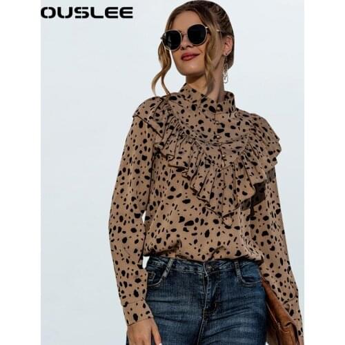 OUSLEE Stand-up Collar Blouses