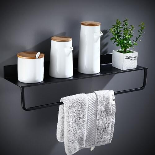 Tuqiu Bathroom Shelf Black Bathroom Corner shelf toilet vanity Aluminum bathroom storage wall Mounted Kitchen Storage Holder