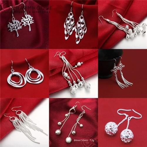 Pure Silver 925 Earrings For Women Long Tassel Earing Set Pendientes Mujer Brincos Femme 2021 New Fashion Wedding Jewelry Gifts