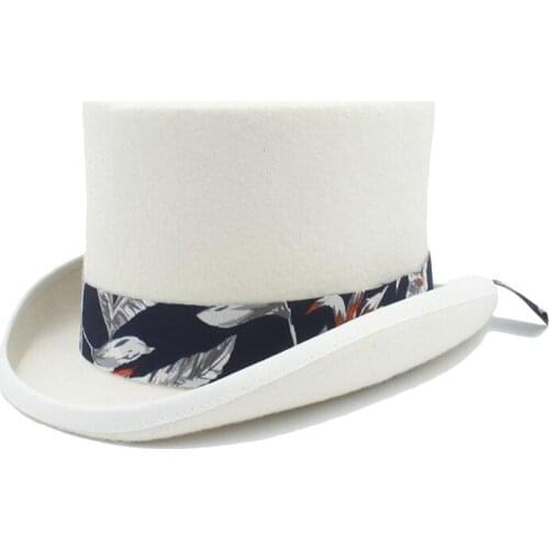 Top Hat 15CM(5.8Inch) 100% Wool Women Men Steampunk Fedora Hat Millinery Magician Show Top Hat 4Size 55 57 59 61CM