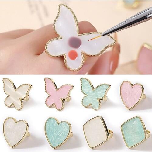 Resin Stone Fake Nail Tray Nail Gel Display Resin Stone New Nail Polish Palette Nail Art Painting Agate Golden Edge Gel Tool