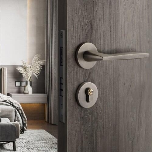 Modern Aluminum Alloy Door Lock Mute Bedroom Bathroom Door Handle Lock Mechanical Anti-theft Lock Core Furniture Hardware
