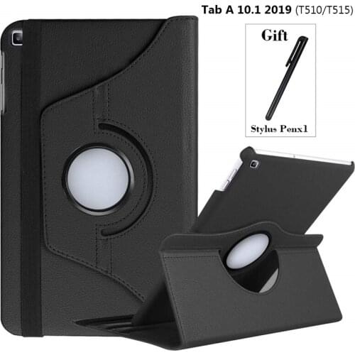 Tab A 10.1 T510 T515 360 Rotating Case for Samsung Galaxy Tab A 10.1 2019 SM-T510 SM-T515 Stand Cover PU Leather Case+Pen