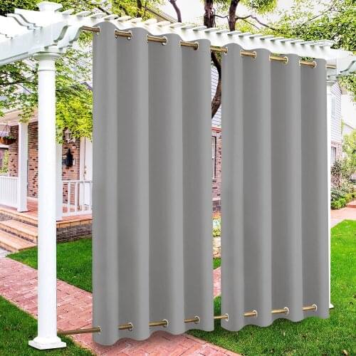 Windproof Outdoor Curtains With On Under Eyelets Wheat,Waterproof Blackout Curtains For Patio Cabana Porch Gazebo Pergola Garden