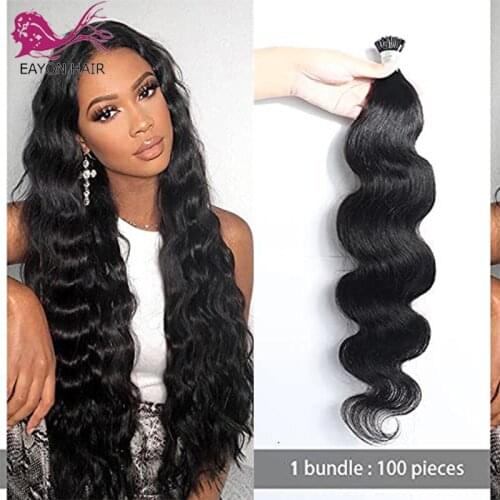 Body Wave I Tip Human Hair Extension Pre-bonded Brazilian Remy Hair Micro Links Stick I Tip Hair 100strands 100grams