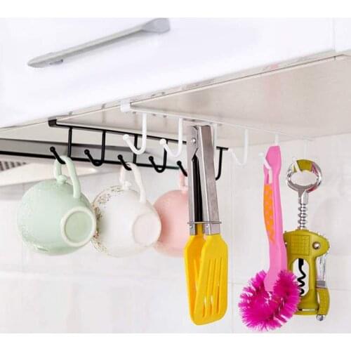Iron Cabinet Six Hooks Seamless Hook Storage Rack More Than Row Hook Wardrobe Kitchen Punch-Free Seamless Storage Holder