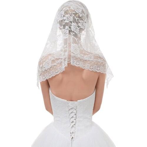 Women Short Wedding Veill Lace Bridal Veil Face Cover No Comb Bridal Accessories 2021