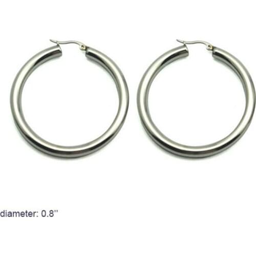 High Quality Brand Fashion Silver Color Women Style Big Circle Ear Hoop Earring Present Stainless Steel Hoop Earrings Jewelry
