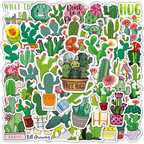 10/30/50PCS New Cute Green Plant Cactus Graffiti Sticker Cartoon Laptop Mobile Phone Water Cup Sticker Wholesale