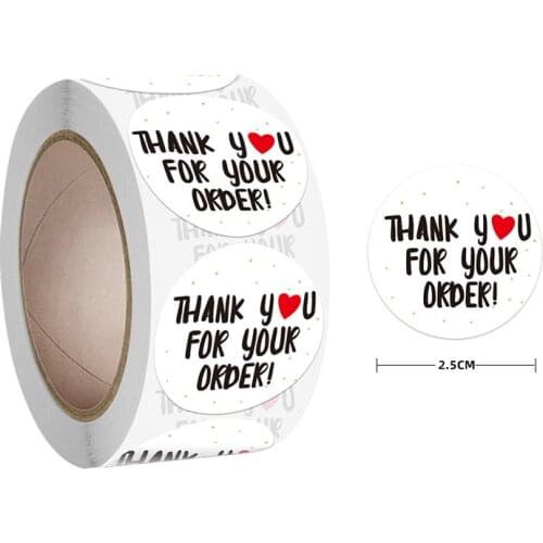 100-500 25mm Black Love Thank You Stickers Scrapbooking Seal Labels Handmade Sticker for Envelope Festival Gift Decor Stationery