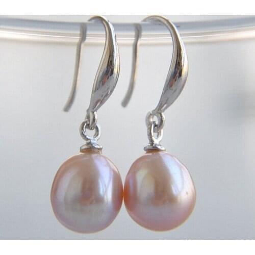 100% Brand New High Quality Fashion PictureZ5819 WOW A++ lustre 8x11MM PINK RICE FRESHWATER PEARL EARRING