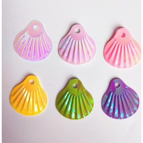 50g 24mm Big Shell Loose PVC Sequins for Crafts Sewing DIY Clothing Earring Accessories AB Colors Confetti With 1 Hole Spangles