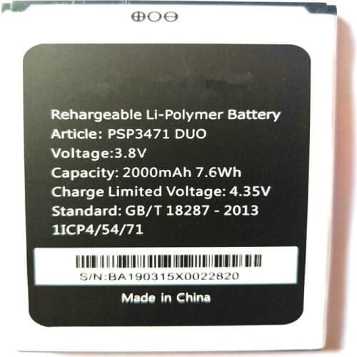 2000mAh Smart Mobile Phone PSP3471DUO Battery Batteries For Prestigio Wize Q3 PSP3471 DUO with phone stander