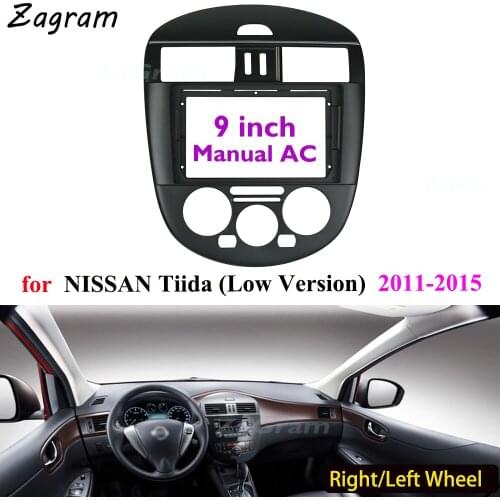 ZaGram 9 Inch 2 Din Car Video Fascia for NISSAN Tiida 2011 2012 2013 2014 2015 Panel CD DVD Player Audio Frame Dashboard Mount K