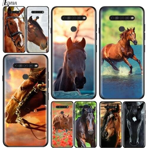 Running Horse Animal for LG G8 G8S G8X V30 V35 V40 V50 V60 ThinQ Q60 K40 K50 K51 K61 K71 K92 K62 Soft Black Phone Case