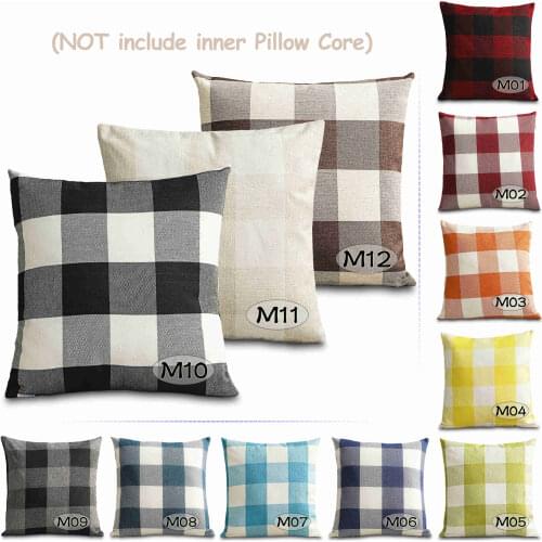 Lattice Texture Linen Blend Cushion Cover Case Bedroom Throw Pillow Cover 45x45cm(18x18")