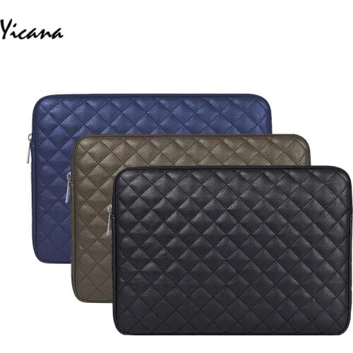 Yicana Pu Leather business Laptop Sleeve bag Notebook Case Computer Cover for Macbook Air Pro Retina 11.6 13.3 15.4inch