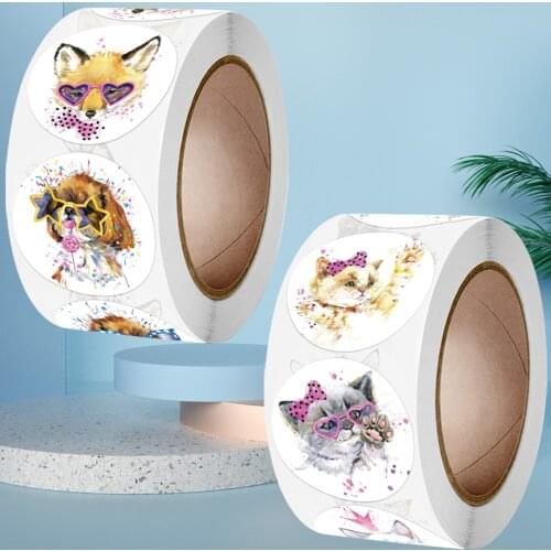 Kids Cat Reward Stickers Cute Dog with Glasses for Student Children Boy Girl Toy Scrapbooking Label Encouragement Game Gift Seal