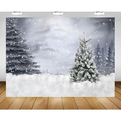 Winter Snow Forest Photography Backdrop for Photo Studio Bokeh Gray Background Winter Snowflake Photocall Supplies Props