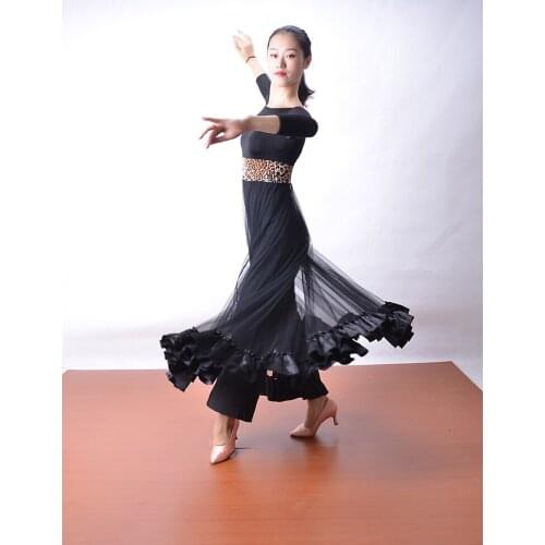 Ballroom dance costume sexy senior spandex tango ballroom dance pants for women Waltz ballroom dance competition trousers