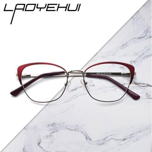 Square Cat Eye Optical Prescription Glasses Without Diopters Metal Womens Eyeglasses Frame Female Decorative Glasses Fashion