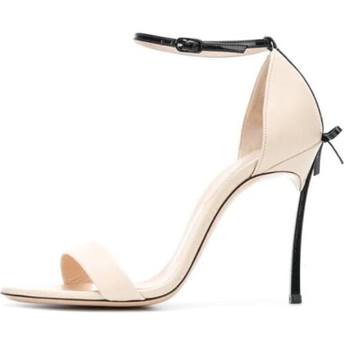 Blade Heels Bowtie Sandals For Women Newest 2018 Ankle Strap Thin Heels Dress Shoes Cut-out Metal Heels Summer Sandals Free Ship