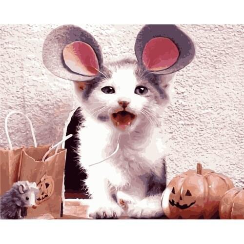 MaHuaf-i123 lovery cat animal DIY gift Coloring by Numbers Digital Oil Painting Hand-painted Painting for Children Room Decor