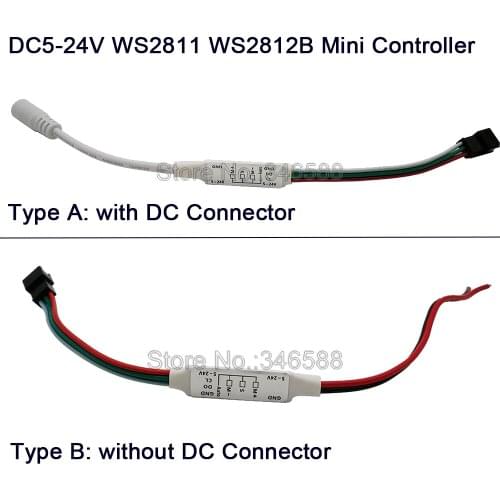 DC5V DC12V 5-24V Mini Inline 3key RGB LED Controller Dimmer for 12V WS2811 5V WS2812B Dream Color Pixel LED Strip