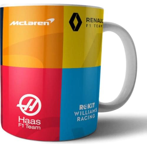 Formula 1 Team Logos Mug Cup Cute Mugs Animated Cool Mugs Regular Size Beautiful Gift Tea Milk Coffee Cups Christmas Gifts Ceramic Creative Latte Quality Kitchen Lovers Original Licensed Personalized
