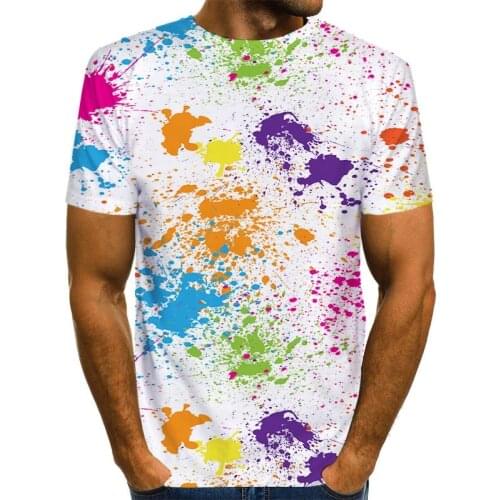 Mens Graphic Shirt 3D Print Rainbow T Shirt Novelty Tie Dye Top Casual Tee US Size Unisex Clothing