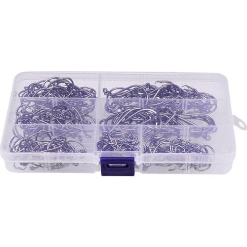 210Pc Fishing Hook Set Size 1-6/0 High Carbon Steel Fishhook Fly Fishing Jip Barbed Carp Hooks Sea Pesca Fish Box