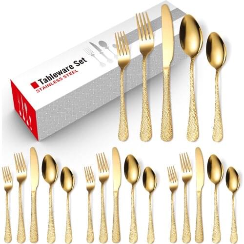 20pcs Stainless Steel Cutlery Set Metal Tableware Table Forks Spoons Dinner Set Kitchen Supplies Knives Device Gadget Sets