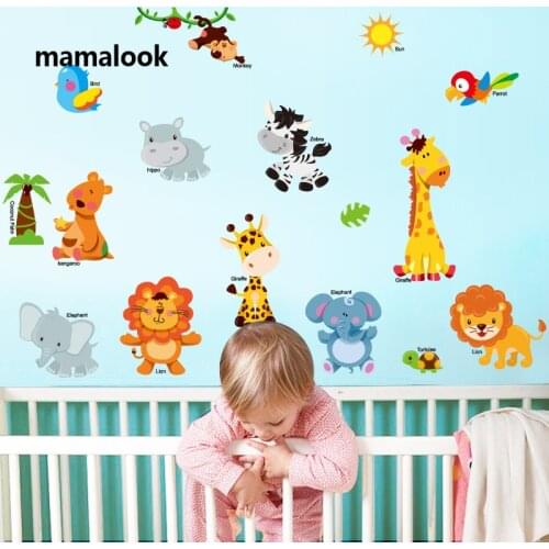 Jungle animal Wall Stickers Children Room Home Decor jungle safari Vinyl Kids Room Decal Baby Room Decor