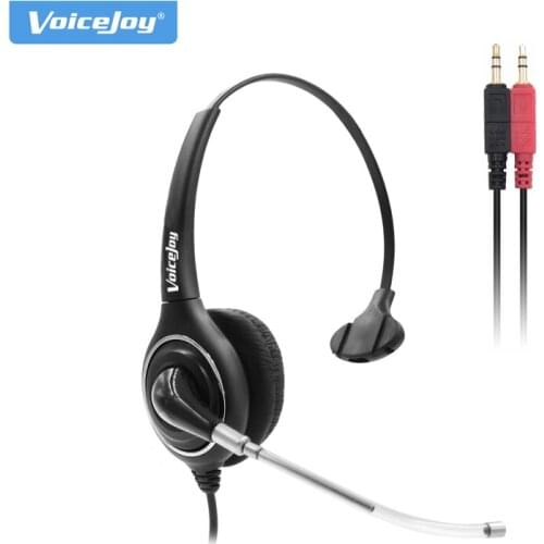 VoiceJoy Dual 3.5mm plug headphone call center headset,computer laptop notebook headset with QD (Quick Disconnect) cord