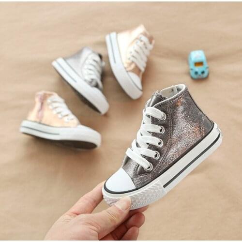 2021 Spring New Childrens Canvas Shoes Simple Casual Shoes Childrens Soft Sole Medium High Top Boys And Girls Board Shoes