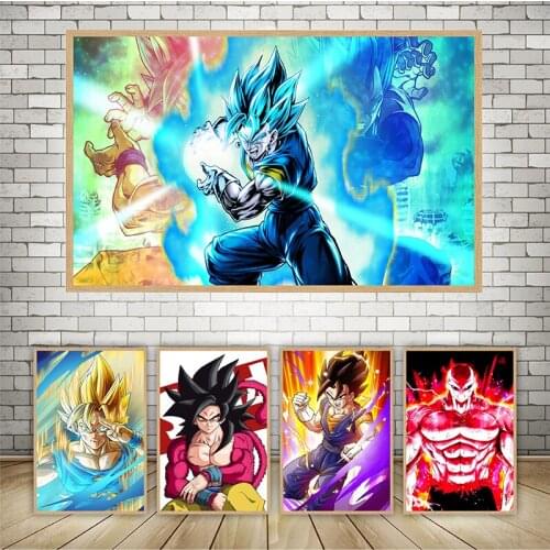 Instinct SSJ Fighter Original Anime Canvas Wall Art Prints Poster,50 x 70cm,No Frame