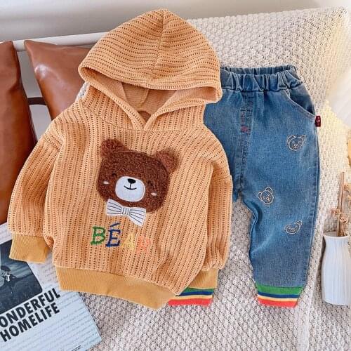 2021 Autumn Winter Newborn Boys Clothes Childrens Clothing Sets Long Sleeve hoodie+jeans Suit Baby Clothes 2pcs Toddler Boy Set