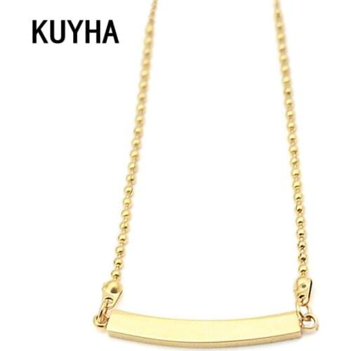 Gold Color Necklace Women DIY Engravable Statement Laser Name/Wrods/Logo Necklaces & Pendants Jewelry