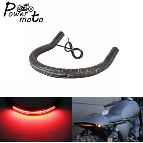 200mm Motorcycle Upswept Rear Seat Hoop Frame Loop with LED Brake Light Turn Signal Light For Harley Cafe Racer Yamaha Honda