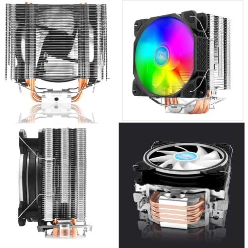 CPU Cooler Heatsink 4-Pin Connector PWM RGB Fans for Intel LGA 1155 775